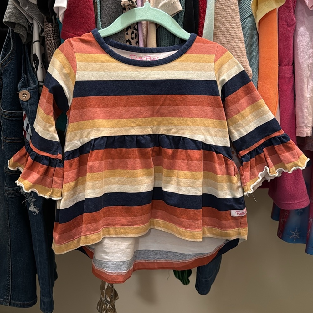 Ruffle Butts Bella Top Girls 2T Desert Horizon Stripe